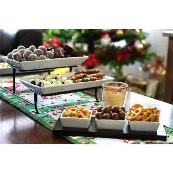 Tier Serving Collapsible Metal Stand with Plates Bowls